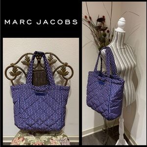 Marc Jacobs Blue Quilted Geo Spot Nylon Tote Shoulder Bag